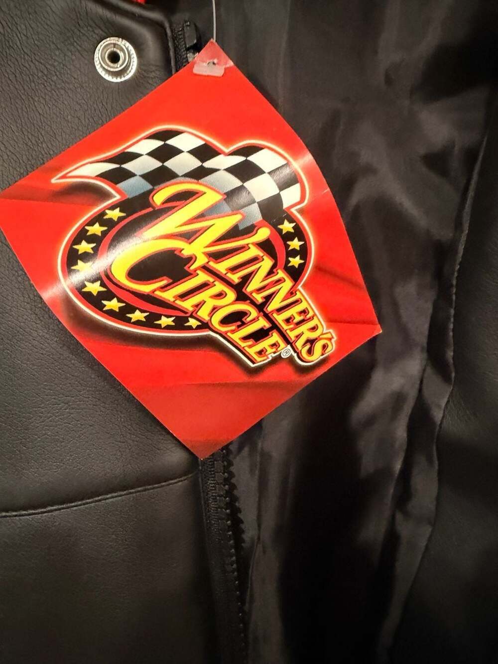 Dale Earnhardt Winners Circle Leather Jacket NWT Intimidator E Logo Black Red - Picture 5 of 6